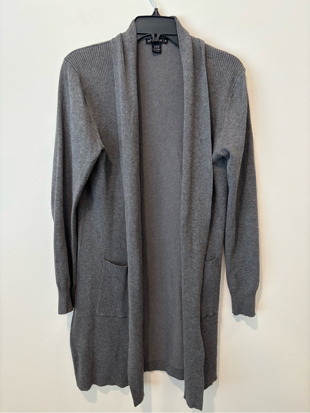 Gray Open-Front Long Cardigan Sweater - Women